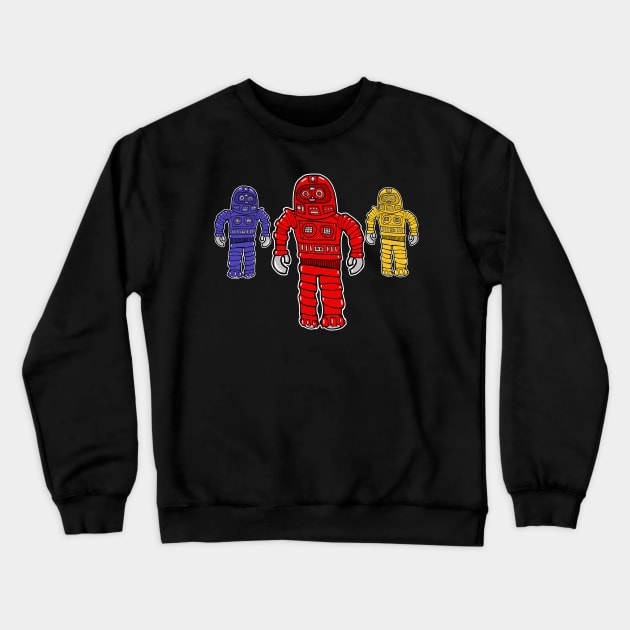 Red, Blue & Yellow Robots Crewneck Sweatshirt by RockettGraph1cs